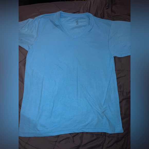 Tops - Blue V Neck T-Shirt